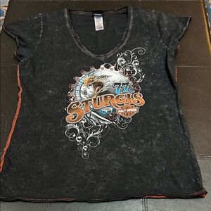 Harley-Davidson Black and Orange Graphic Tee